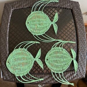Wicker Wood Rattan Fish Home Wall Decor Lot of 3
